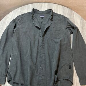 mens patagonia organic cotton long sleeve shirt size medium color dark gray